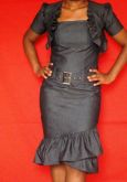 conj.vestido tomara que caia e bolero em jeans